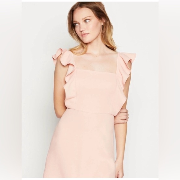 NWT BCBGeneration pale soft baby blue square neck ruffle sleeve mini dress - Picture 6 of 14